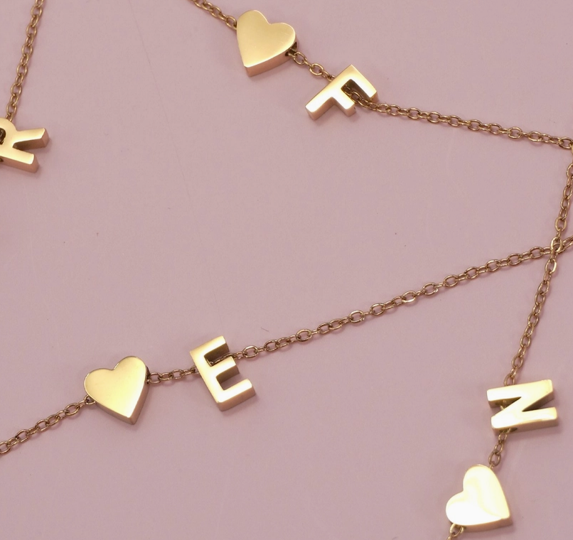 Gold Initial Necklace W/ Heart