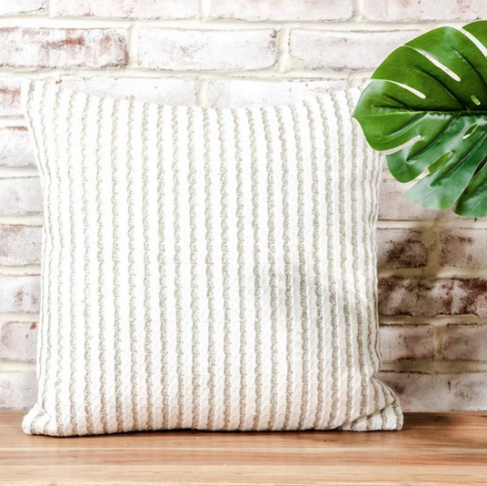 20″ Beige Pinstripe Pillow
