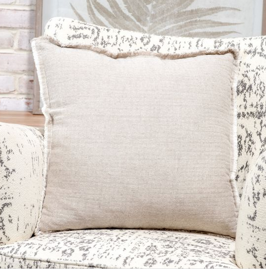 20″ × 20″ Beige Cotton Pillow