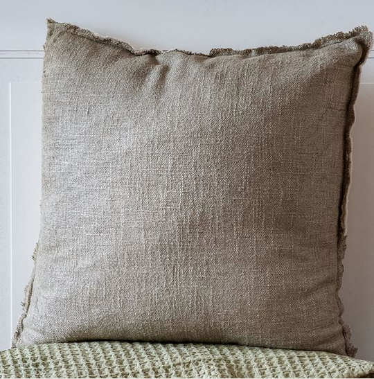 20″ Square Taupe Linen Mix Pillow