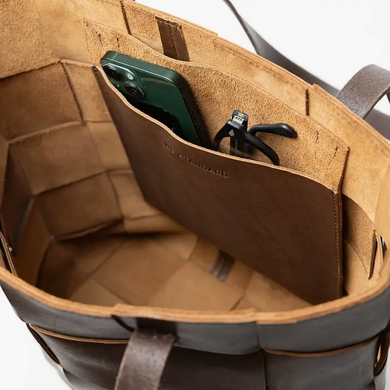 Large Woven Leather Tan Tote