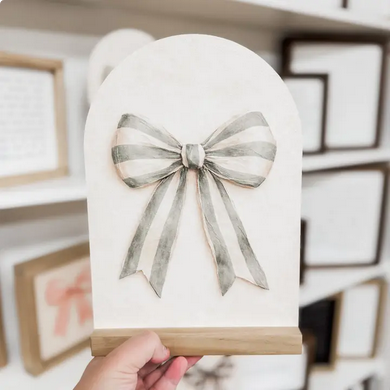 5x7" Sage Stripe Bow Sign