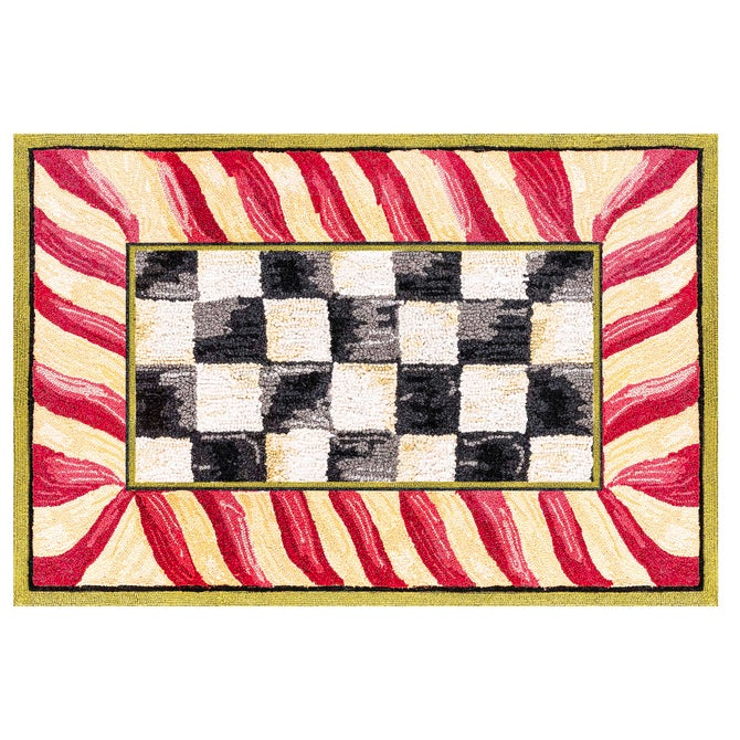 Courtly Check Red & Gold 2' x 3' Washable Rug