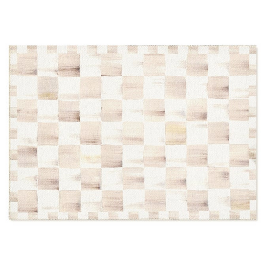 Mocha Checkered 2' x 3' Washable Rug