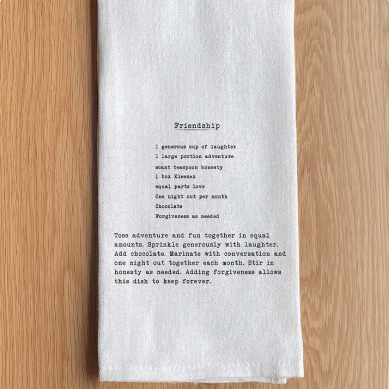 Recipe For Friendship Tea Towel