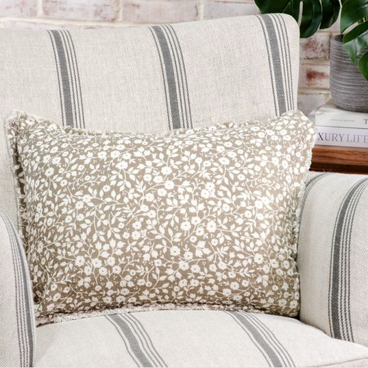14" x 20" Beige Spring Floral Pillow