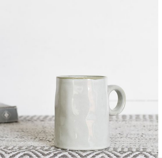 White Ceramic Mug W/ Circle Handle