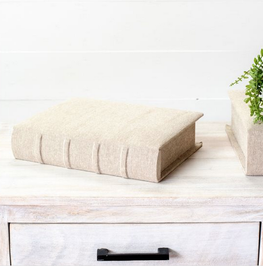 11" Beige Linen Storage Book