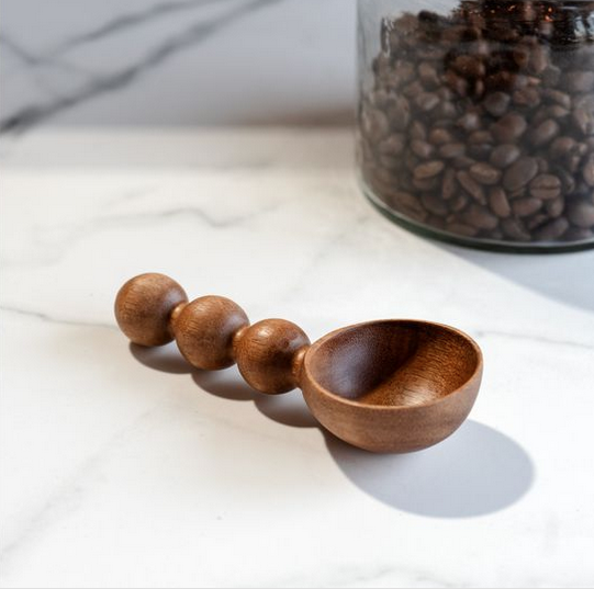 4.7" Acacia Beaded Wood Scoop