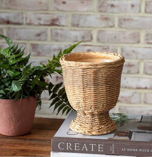 6.3" Natural Cement Weave Planter