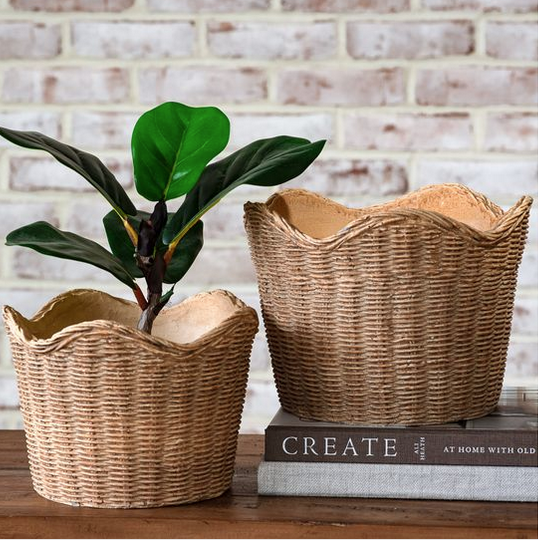 Basket Weave Cement Planters