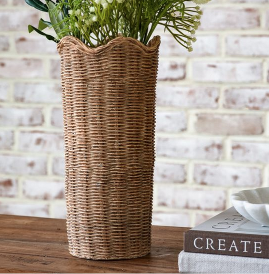 12.5" Basket Weave Cement Planter