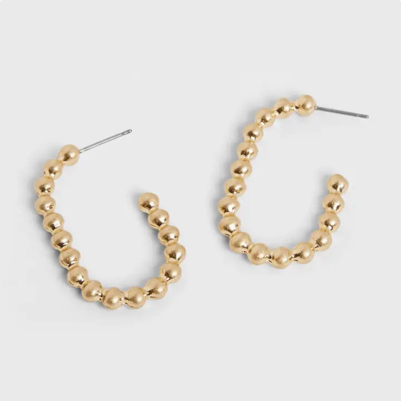 Metal Beaded Open Oval Earring