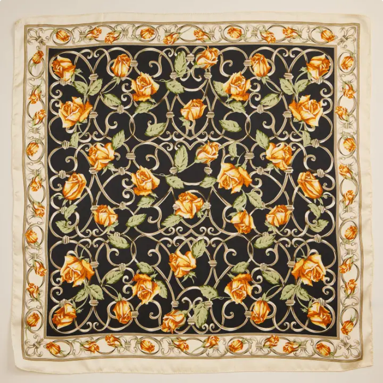 Baroque Rose Silk Scarf