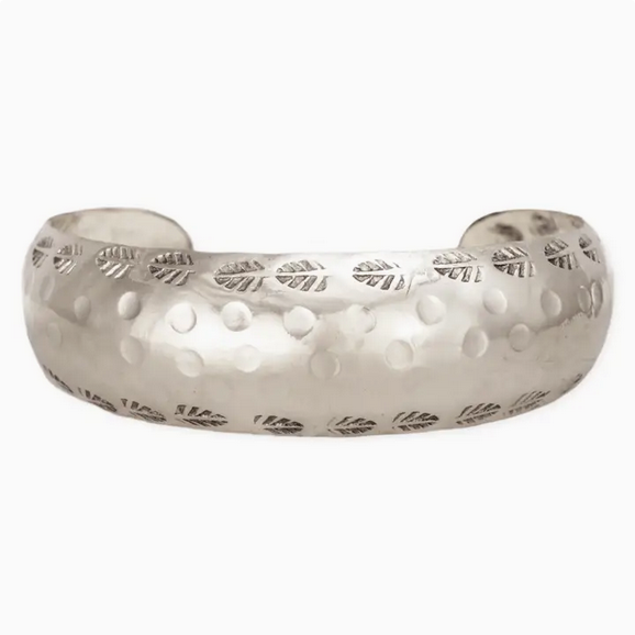 Silver Hammered Dome Cuff Bracelet