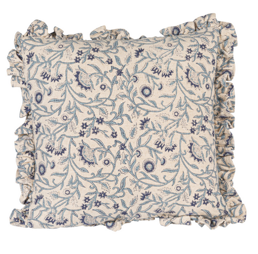 18" Square Natural & Blue Pillow