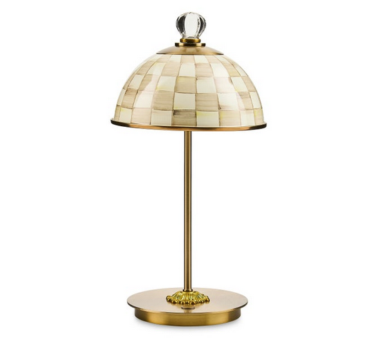 Mocha Check LED Rechargeable Dome Table Lamp