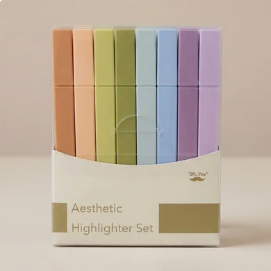 Aesthetic Chisel Tip Highlighters - 8 Pack