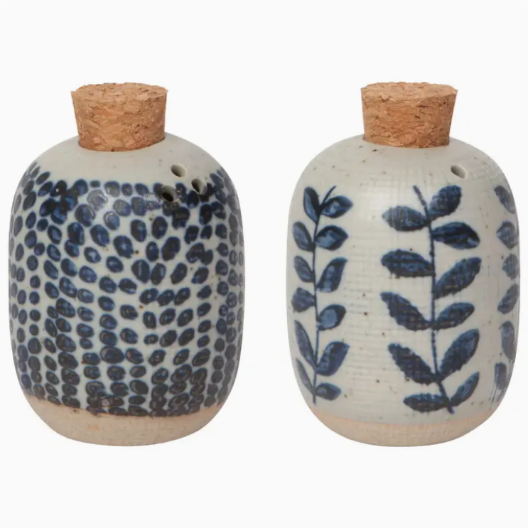 Blue Stoneware Salt & Pepper Shakers
