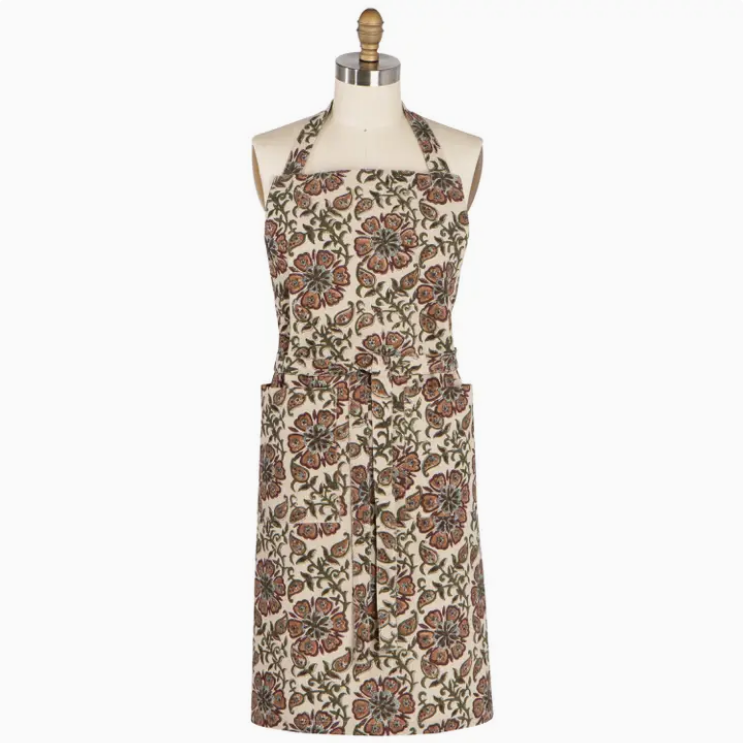 Floral Block Print Apron