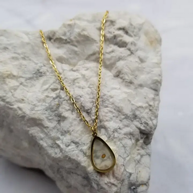 Mustard Seed Teardrop Pendant Necklace