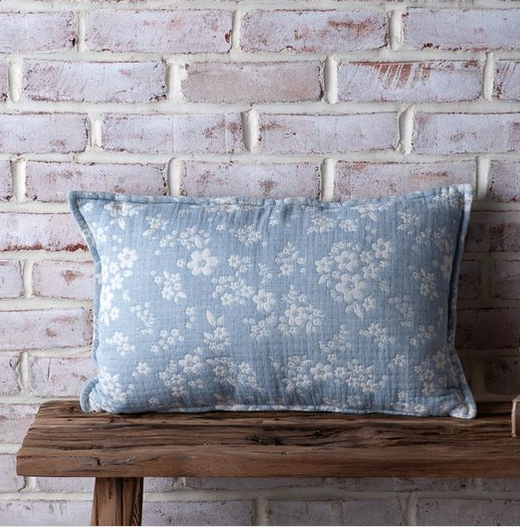 14" x 20" Light Blue Poppy Pillow