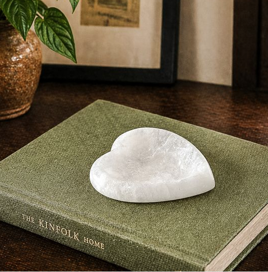 4" White Alabaster Heart Dish