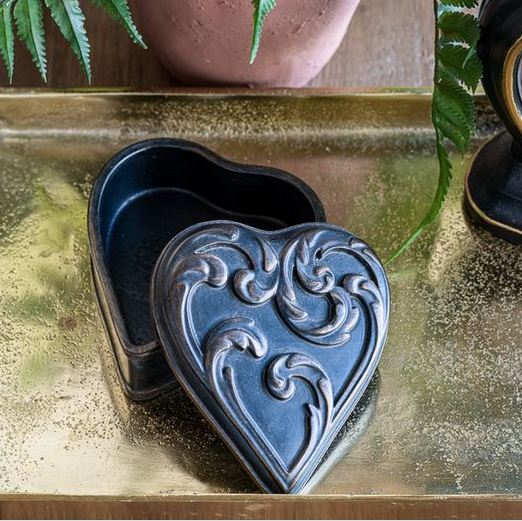 Antique Bronze Heart Box