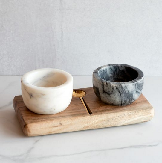 Marble Salt & Pepper Pinch Pot Set