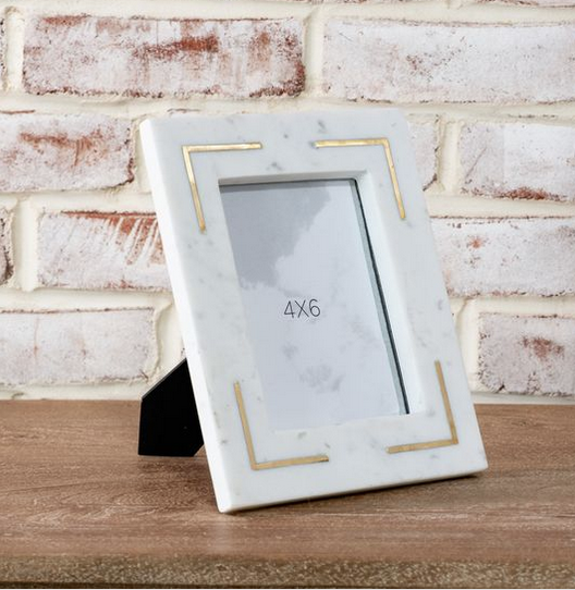 4" x 6" Marble Frame with Brass Inlay