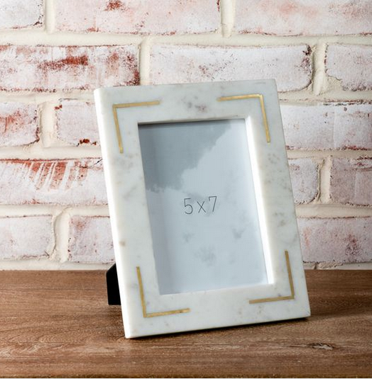 5" x 7" Marble Frame with Brass Inlay