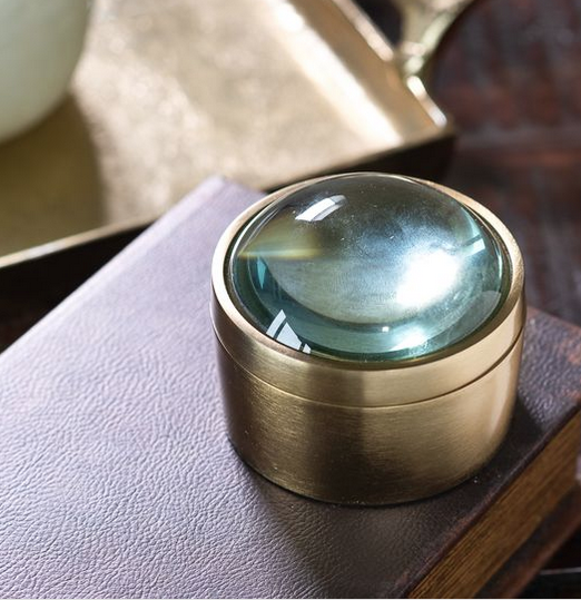 3" Round Gold Magnifying Glass Canister