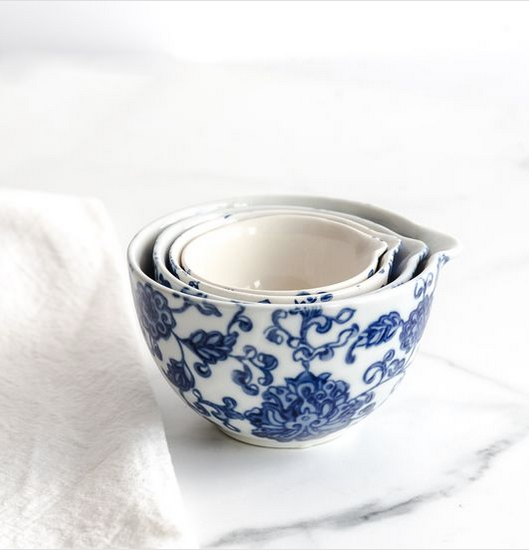 S/4 Blue Floral Measuring Cups