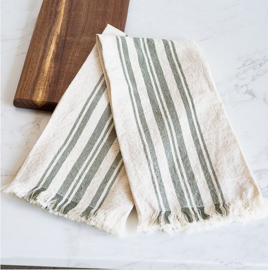 Olive Green Stripe Towel