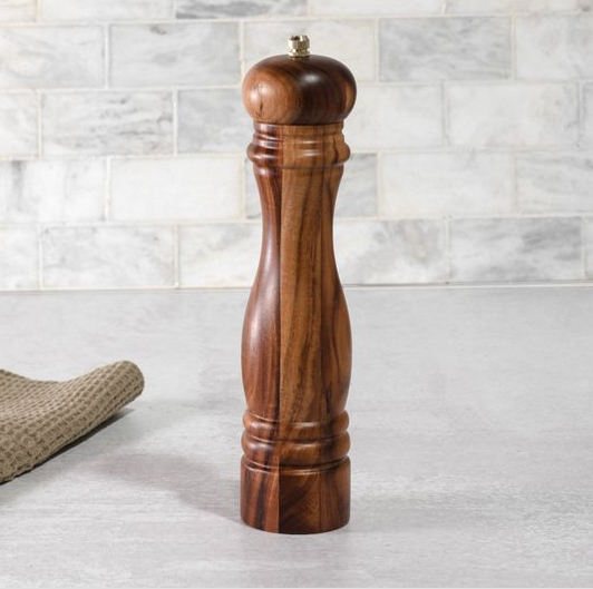 10.75" Wood & Gold Pepper Mill