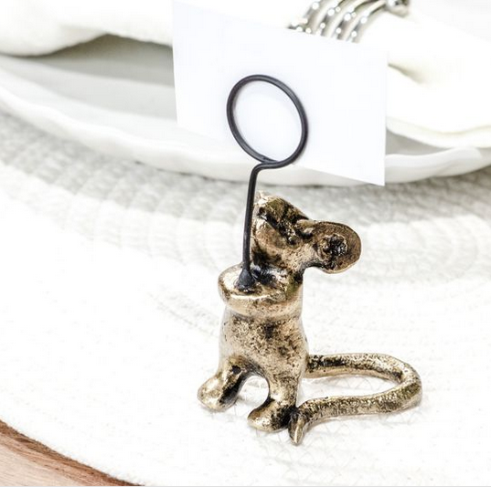 Gold Mouse Place Card Holder
