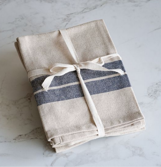Beige & Blue Stripe Towels