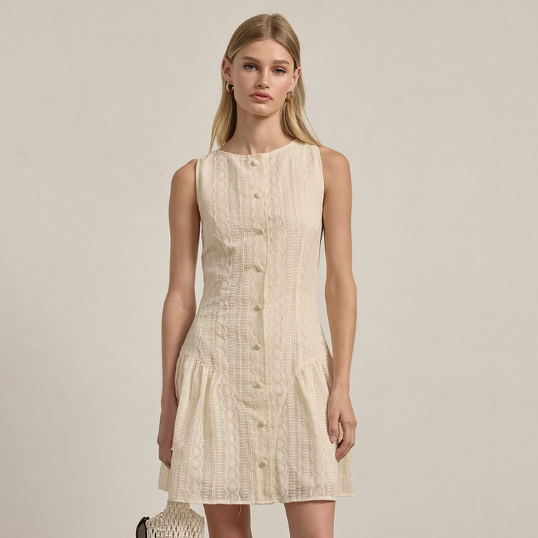 Cream Lace Mini Dress