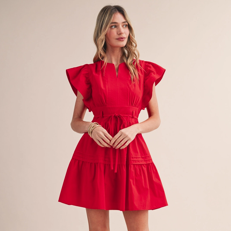 Red Detailed Mini Dress
