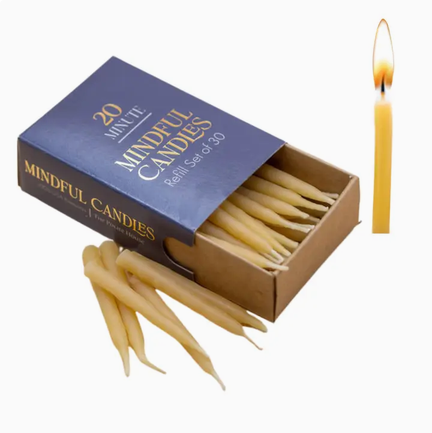 20-Minute Beeswax Candles Refill Box, Set of 30