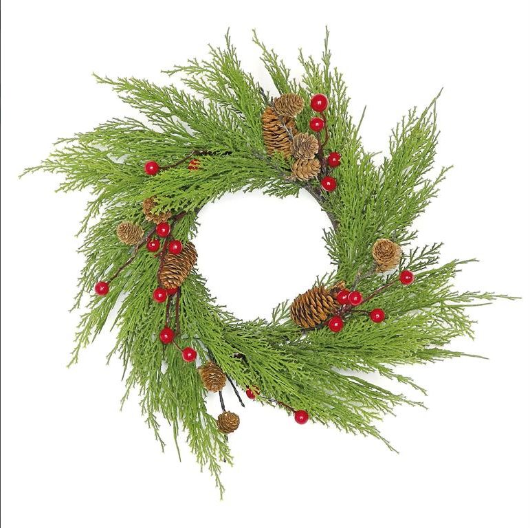 20" Cedar, Berry & Cone Table Wreath