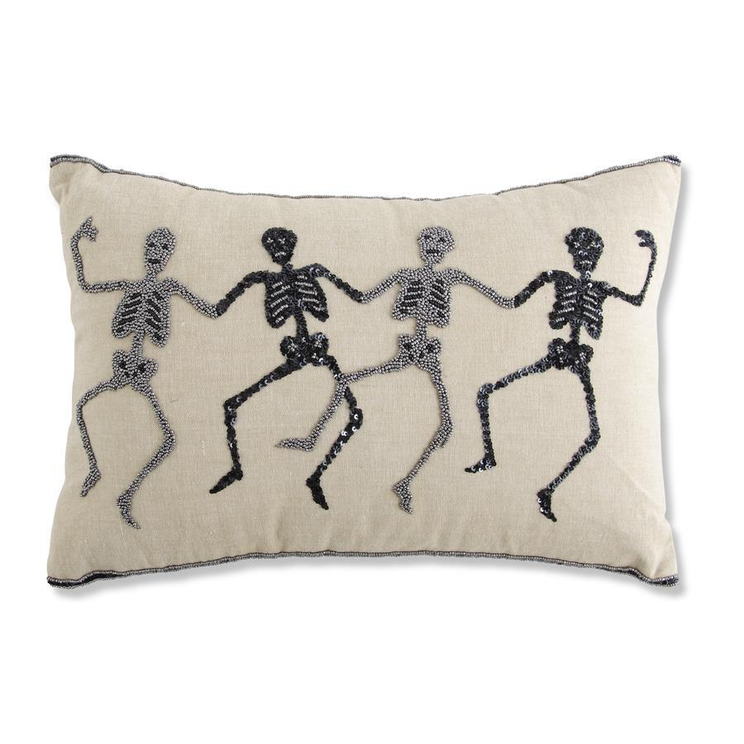 18" Beaded Skeleton Pillow