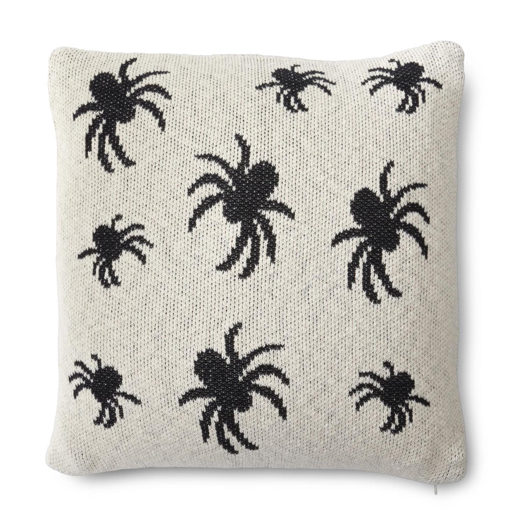 20" Cream Knit Spider Pillow
