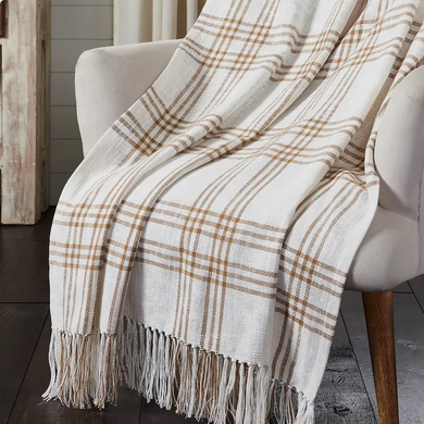Wheat Plaid Woven Throw Blanket