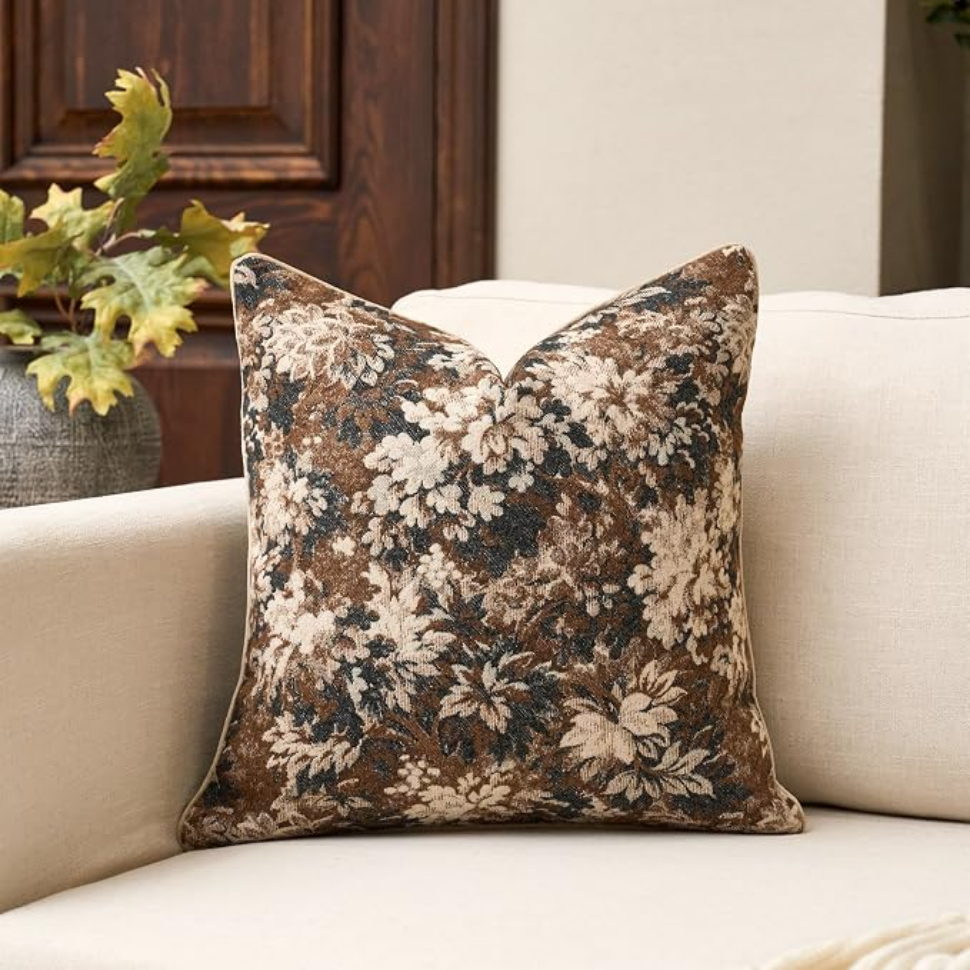 18” Brown Vintage Chenille Pillow