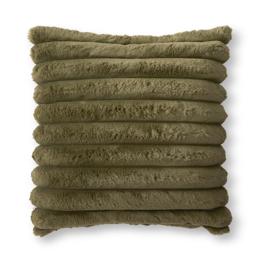 24" Dark Green Fur Pillow