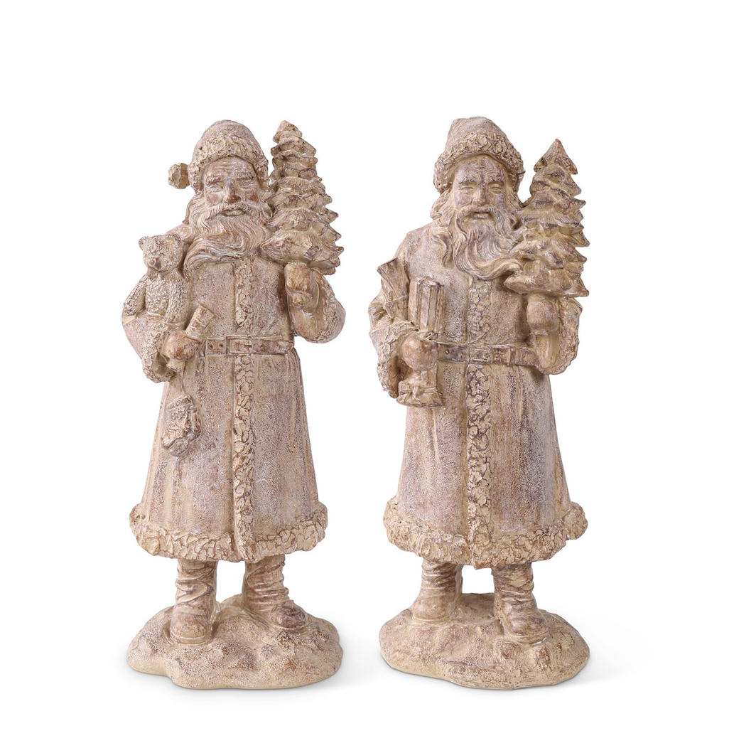 7.5" Resin Natural Wood Santas