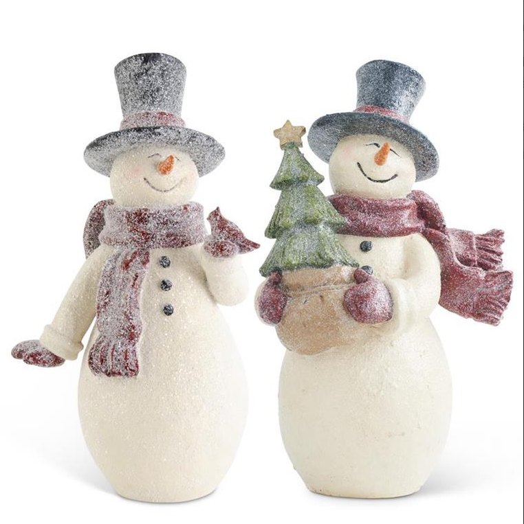 14.75" Glittered Resin Vintage Snowmen