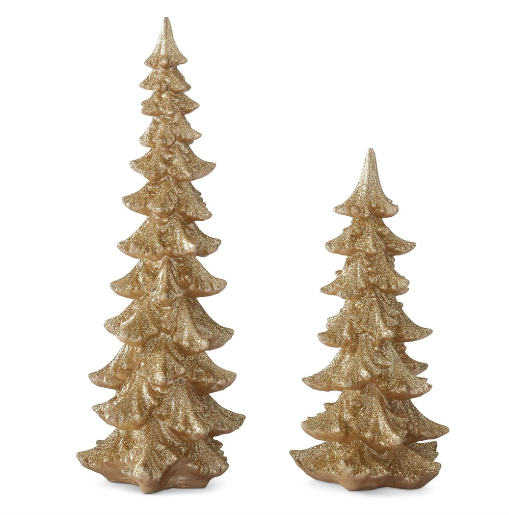 Tall Gold Glittered Christmas Trees