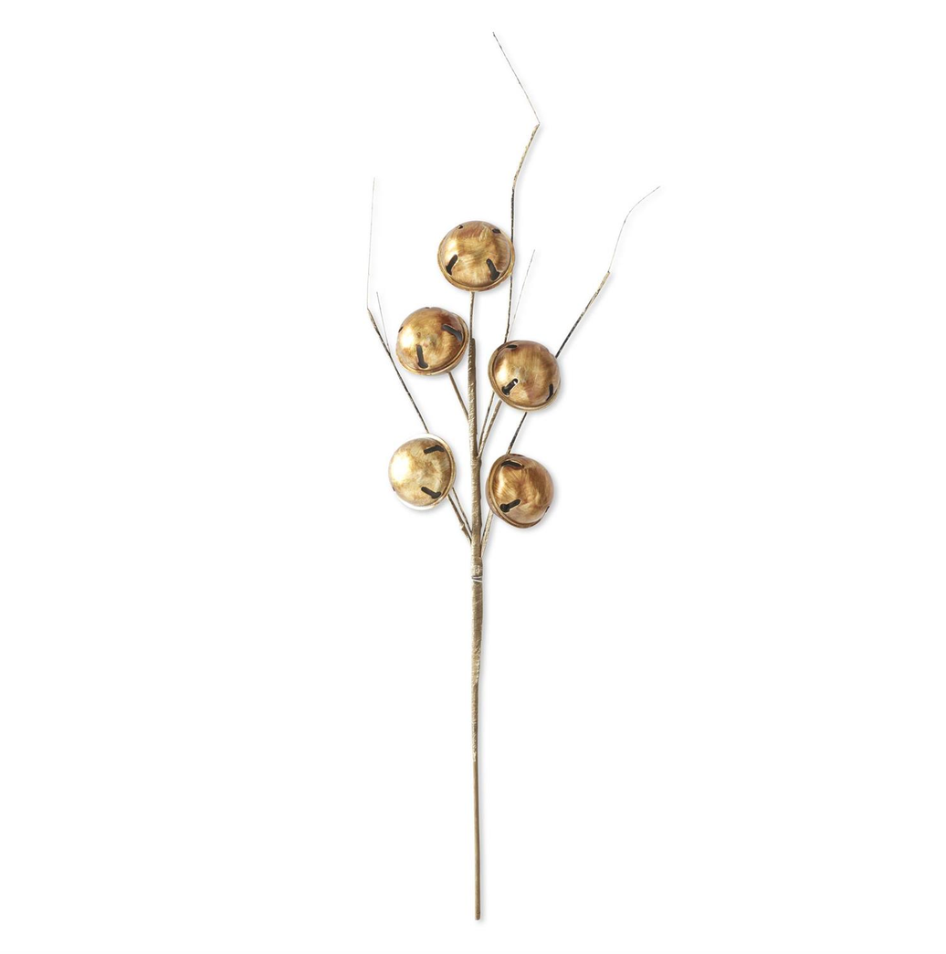 26" Antiqued Gold Bells Branch
